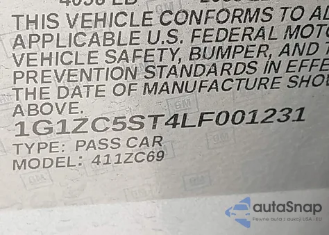 2020 Chevrolet Malibu Fwd 1Fl из США, поврежденный, VIN 1G1ZC5ST4LF001231